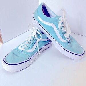 VANS Teal and White Women’s Size 8.5 Men’s Size 7 Sneakers Suede Canvas Upper